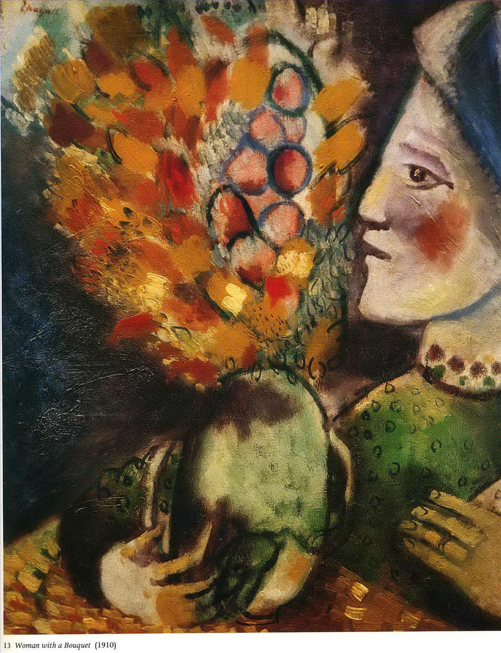 Frau mit Blumenstrauß Zeitgenosse Marc Chagall Ölgemälde